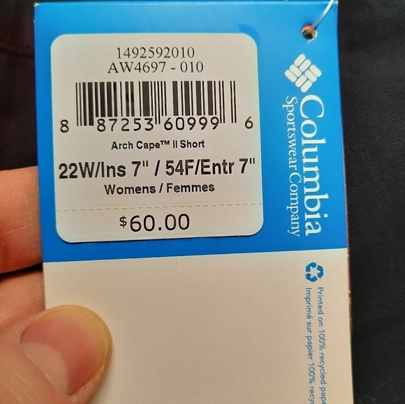 NWT COLUMBIA Arch Cape II Shorts (22W with 7'' inseam) Blue - Picture 5 of 8